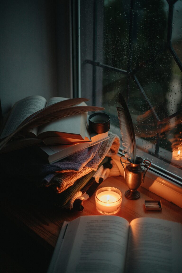 This image of a candle lighting up a dimly lit area with a book nearby represents how telling the truth even if it's bad is a light that can guide you to victory in life.